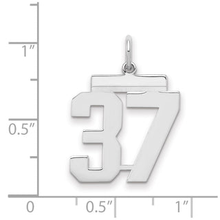 Sterling Silver Rhodium-plated Medium Polished Number 37 Charm