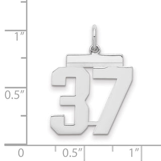 Sterling Silver Rhodium-plated Medium Polished Number 37 Charm