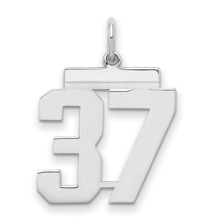 Sterling Silver Rhodium-plated Medium Polished Number 37 Charm