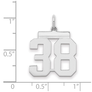 Sterling Silver Rhodium-plated Medium Polished Number 38 Charm