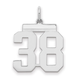 Sterling Silver Rhodium-plated Medium Polished Number 38 Charm