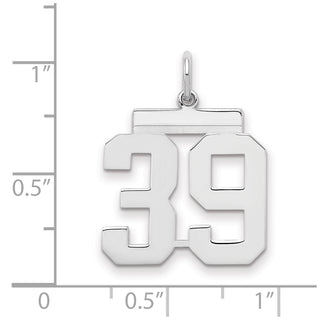 Sterling Silver Rhodium-plated Medium Polished Number 39 Charm