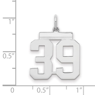 Sterling Silver Rhodium-plated Medium Polished Number 39 Charm