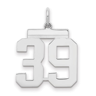 Sterling Silver Rhodium-plated Medium Polished Number 39 Charm