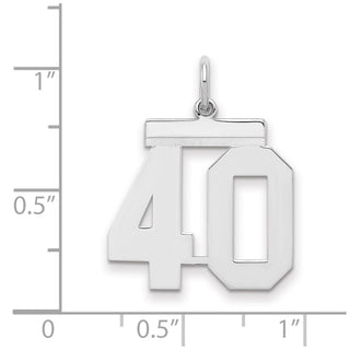 Sterling Silver Rhodium-plated Medium Polished Number 40 Charm