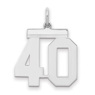 Sterling Silver Rhodium-plated Medium Polished Number 40 Charm