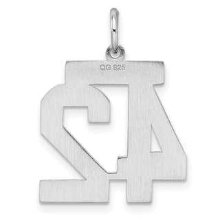 Sterling Silver Rhodium-plated Medium Polished Number 42 Charm