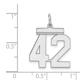 Sterling Silver Rhodium-plated Medium Polished Number 42 Charm