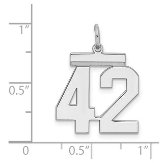 Sterling Silver Rhodium-plated Medium Polished Number 42 Charm