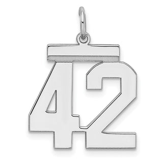 Sterling Silver Rhodium-plated Medium Polished Number 42 Charm