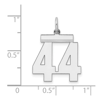 Sterling Silver Rhodium-plated Medium Polished Number 44 Charm