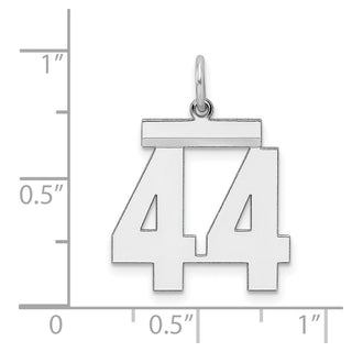 Sterling Silver Rhodium-plated Medium Polished Number 44 Charm