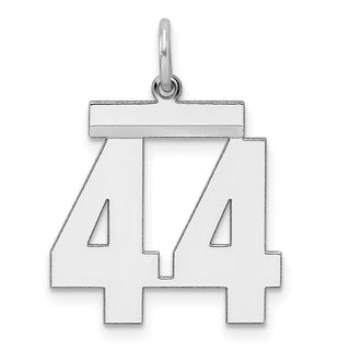 Sterling Silver Rhodium-plated Medium Polished Number 44 Charm