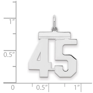 Sterling Silver Rhodium-plated Medium Polished Number 45 Charm