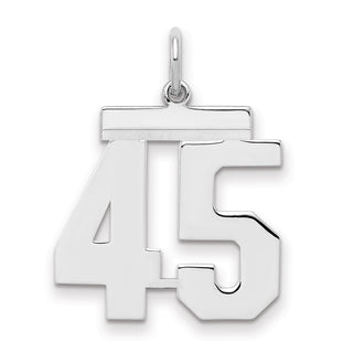 Sterling Silver Rhodium-plated Medium Polished Number 45 Charm