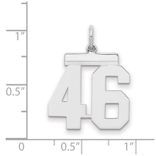 Sterling Silver Rhodium-plated Medium Polished Number 46 Charm