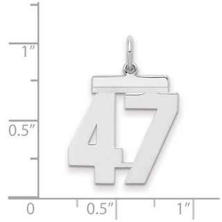 Sterling Silver Rhodium-plated Medium Polished Number 47 Charm