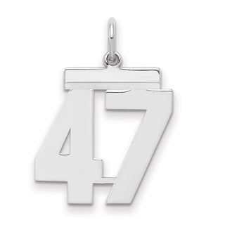 Sterling Silver Rhodium-plated Medium Polished Number 47 Charm