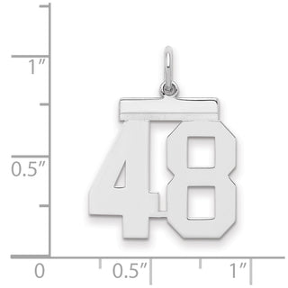 Sterling Silver Rhodium-plated Medium Polished Number 48 Charm