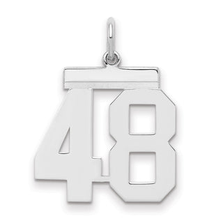 Sterling Silver Rhodium-plated Medium Polished Number 48 Charm