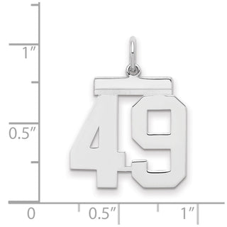 Sterling Silver Rhodium-plated Medium Polished Number 49 Charm