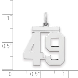 Sterling Silver Rhodium-plated Medium Polished Number 49 Charm