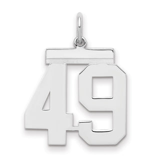 Sterling Silver Rhodium-plated Medium Polished Number 49 Charm