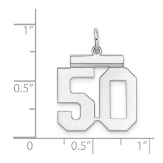 Sterling Silver Rhodium-plated Medium Polished Number 50 Charm
