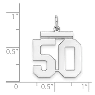 Sterling Silver Rhodium-plated Medium Polished Number 50 Charm