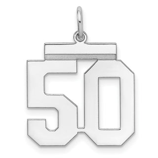 Sterling Silver Rhodium-plated Medium Polished Number 50 Charm