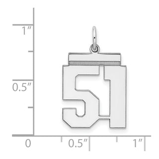 Sterling Silver Rhodium-plated Medium Polished Number 51 Charm