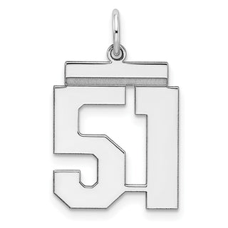 Sterling Silver Rhodium-plated Medium Polished Number 51 Charm