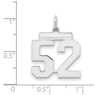 Sterling Silver Rhodium-plated Medium Polished Number 52 Charm