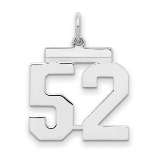 Sterling Silver Rhodium-plated Medium Polished Number 52 Charm