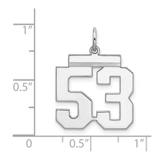 Sterling Silver Rhodium-plated Medium Polished Number 53 Charm