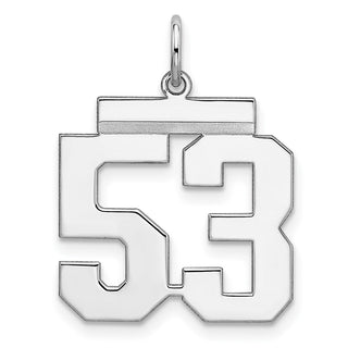 Sterling Silver Rhodium-plated Medium Polished Number 53 Charm