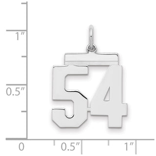 Sterling Silver Rhodium-plated Medium Polished Number 54 Charm