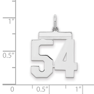 Sterling Silver Rhodium-plated Medium Polished Number 54 Charm