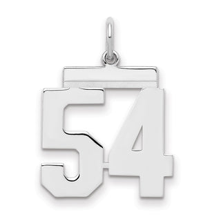 Sterling Silver Rhodium-plated Medium Polished Number 54 Charm