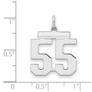 Sterling Silver Rhodium-plated Medium Polished Number 55 Charm