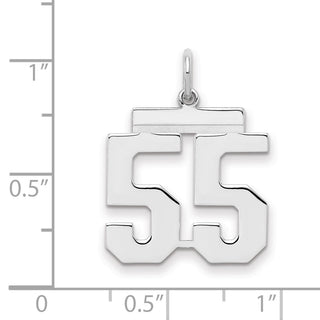 Sterling Silver Rhodium-plated Medium Polished Number 55 Charm