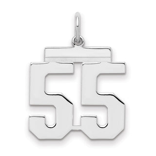 Sterling Silver Rhodium-plated Medium Polished Number 55 Charm