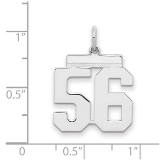 Sterling Silver Rhodium-plated Medium Polished Number 56 Charm