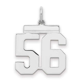 Sterling Silver Rhodium-plated Medium Polished Number 56 Charm