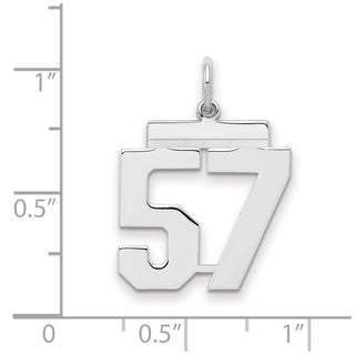 Sterling Silver Rhodium-plated Medium Polished Number 57 Charm