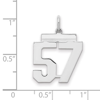 Sterling Silver Rhodium-plated Medium Polished Number 57 Charm