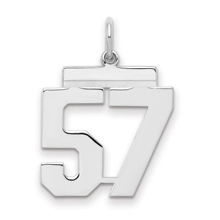 Sterling Silver Rhodium-plated Medium Polished Number 57 Charm