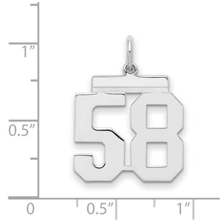 Sterling Silver Rhodium-plated Medium Polished Number 58 Charm