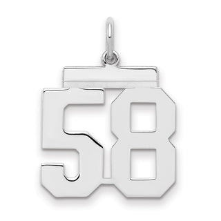 Sterling Silver Rhodium-plated Medium Polished Number 58 Charm