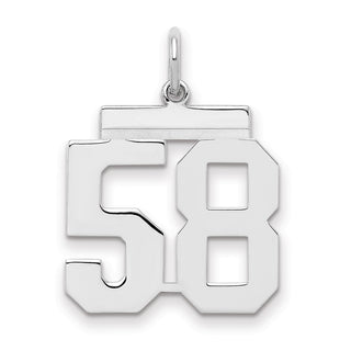 Sterling Silver Rhodium-plated Medium Polished Number 58 Charm